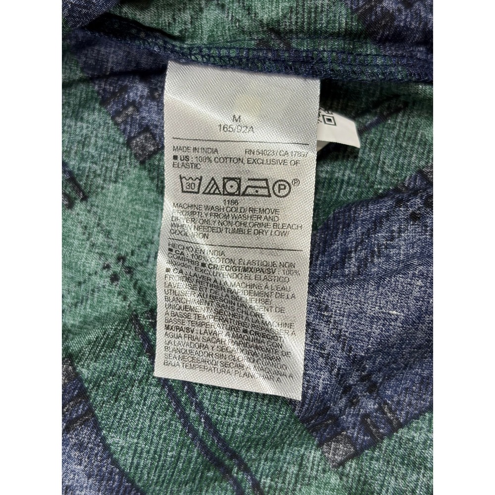 Old Navy Peplum Top Women M Green Blue Plaid Puff Sleeve Smocked Back Cotton New - Picture 6 of 6